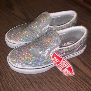 NWT Girls Sequin Slip On Vans